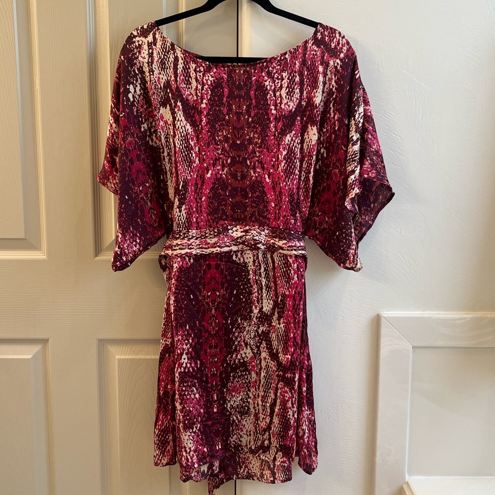 BCBGMaxAzria Fuchsia and Cream Snake Print Mini Dress